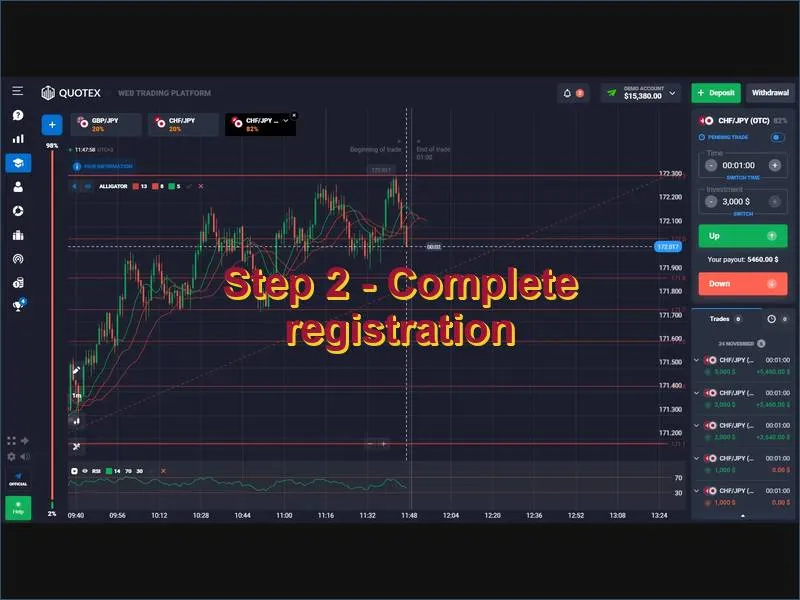 Filling in registration details to set up a Quotex demo profile