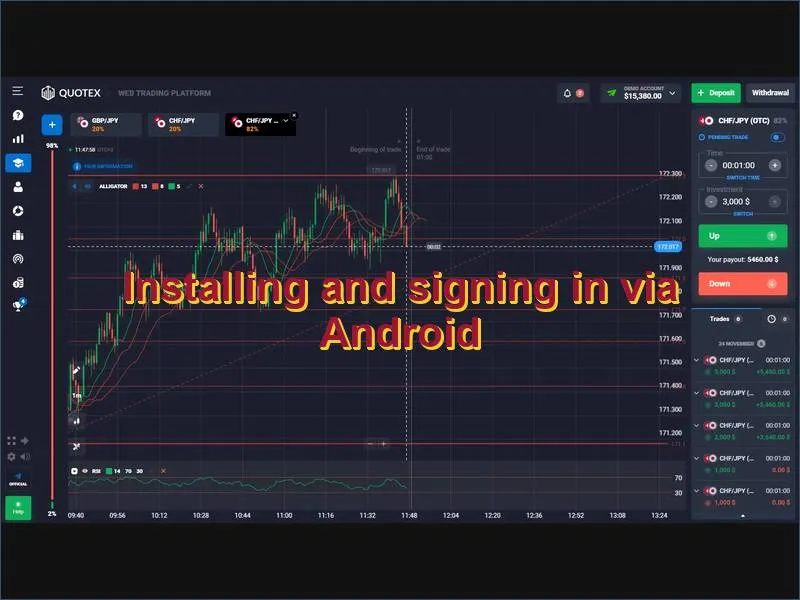 Installing Quotex app on Android device and logging in