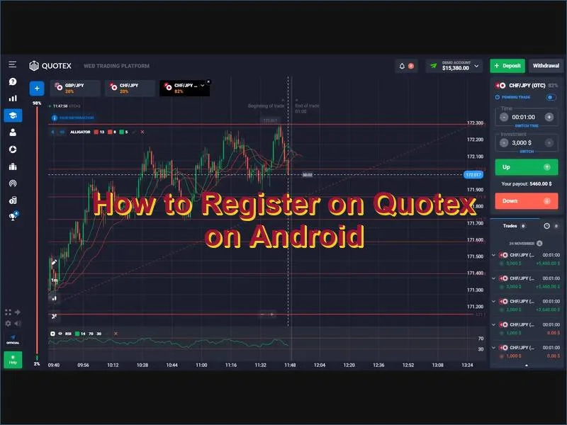 Registering a Quotex account on an Android smartphone via the mobile app